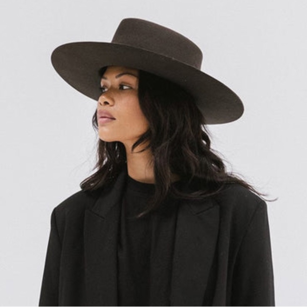 Gigi Pip Dakota Triangle Crown Dark Brown Hat S/M 57
